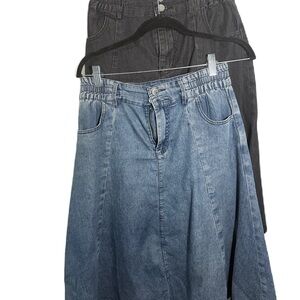 Denim and Black Skirts Set